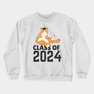 Funny  class of 2024 senior graduation 2024   cat Crewneck Sweatshirt